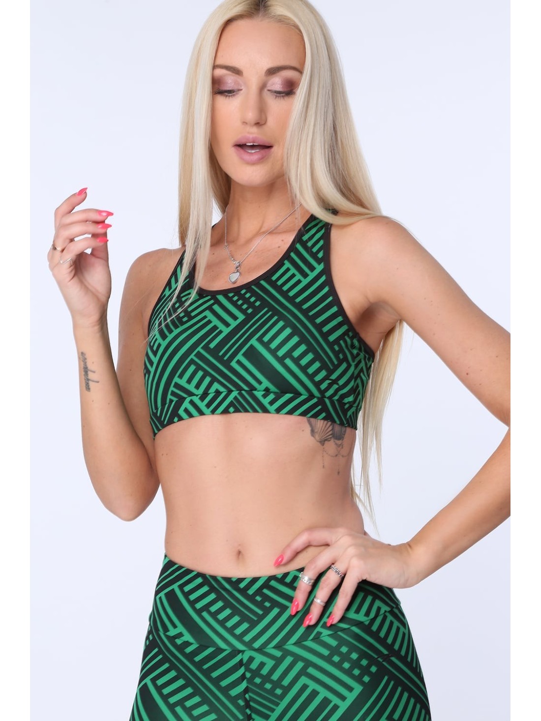 Sports top with geometric shapes, green MR15501 - Online store - Boutique